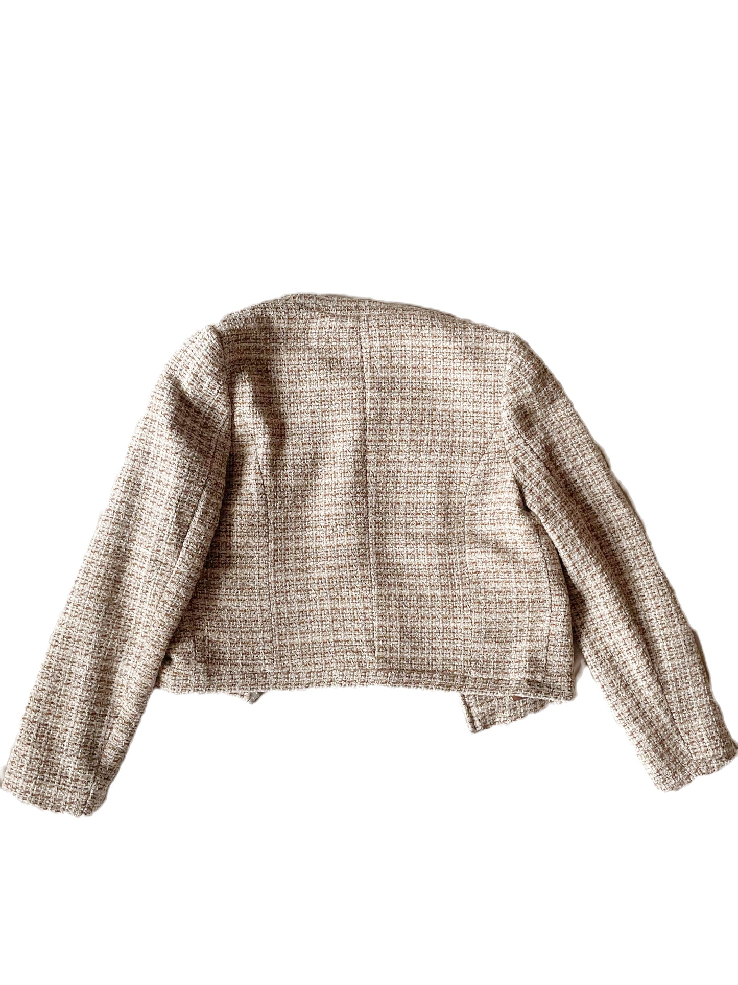 New With Tags Mango Beige Tweed Crop Jacket M image 2