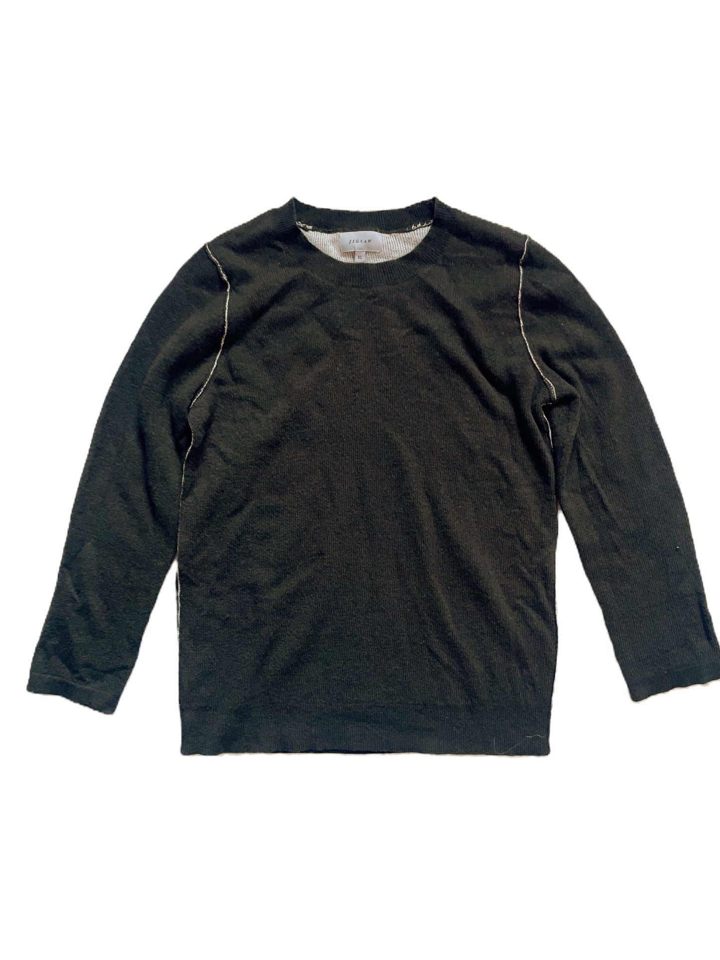 Jigsaw Wool Cashmere Khaki Jumper XS image 0