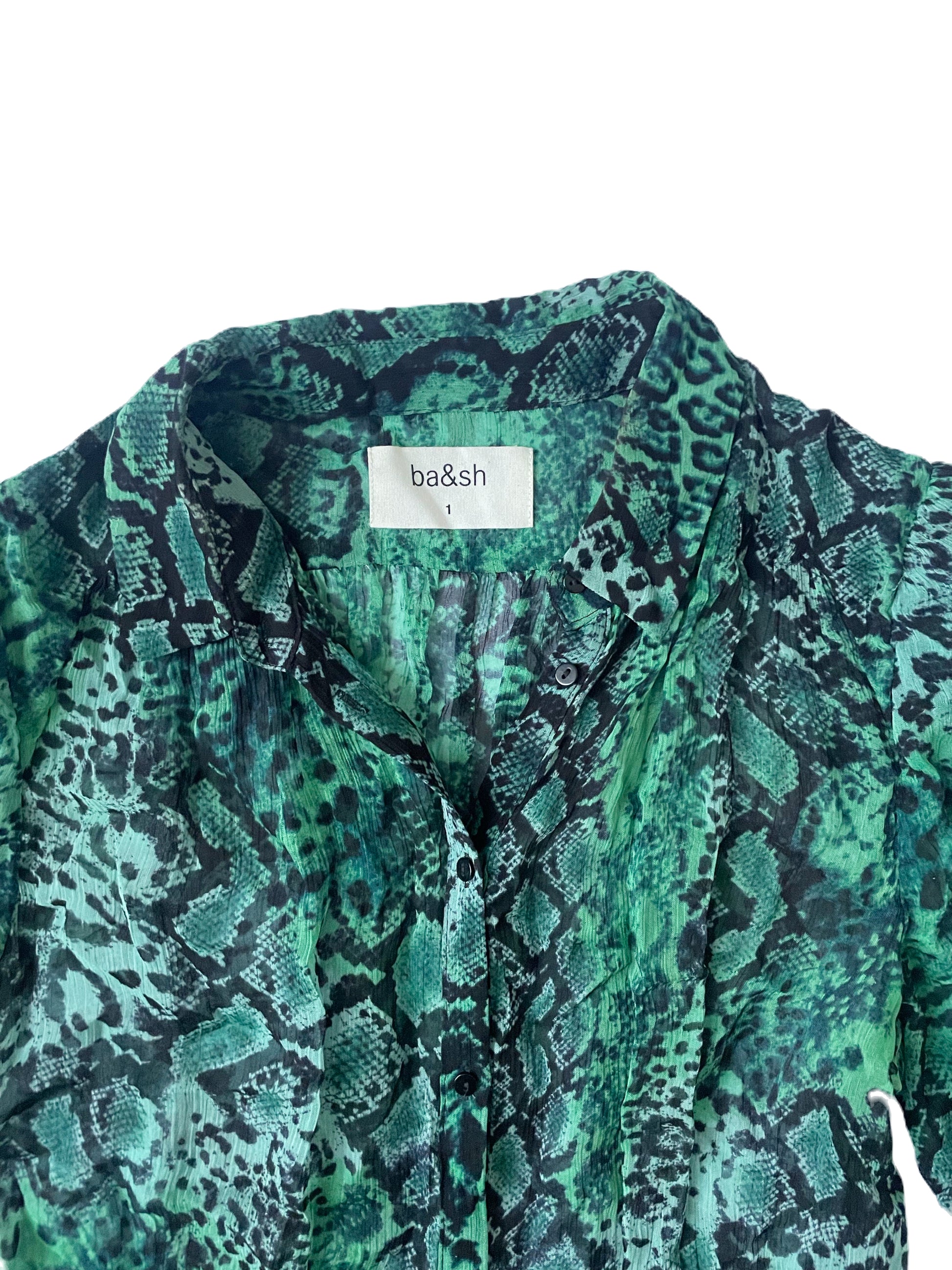 Ba&Sh Green Snake Print Dress S image 4