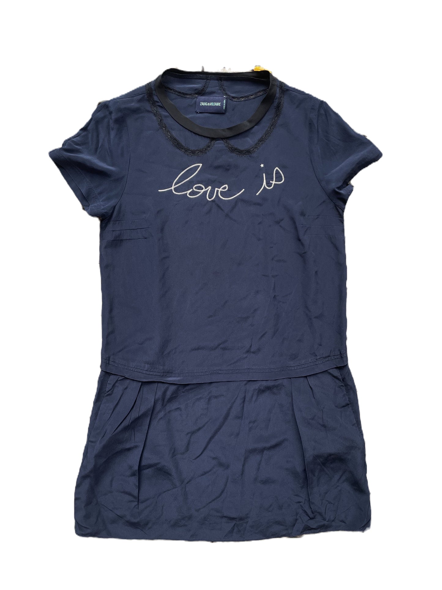 Zadig & Voltaire Silk Navy 'Love is' Dress M image 0