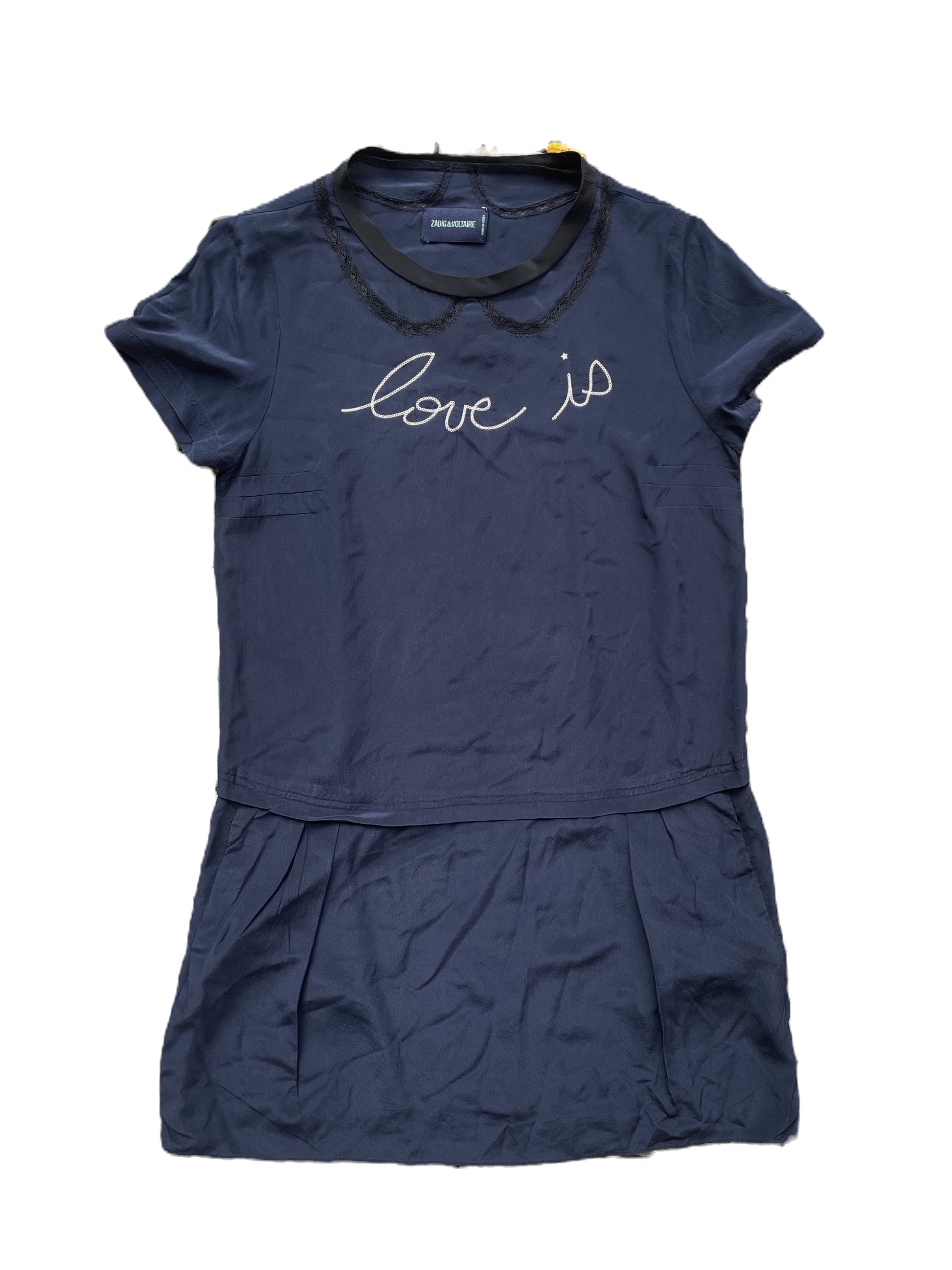 Zadig & Voltaire Silk Navy 'Love is' Dress M image 0
