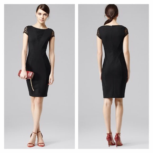 Reiss Black Fitted Dress UK 6 image 3