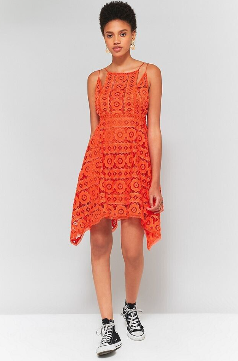 Free People Orange Lace Dress XS image 0