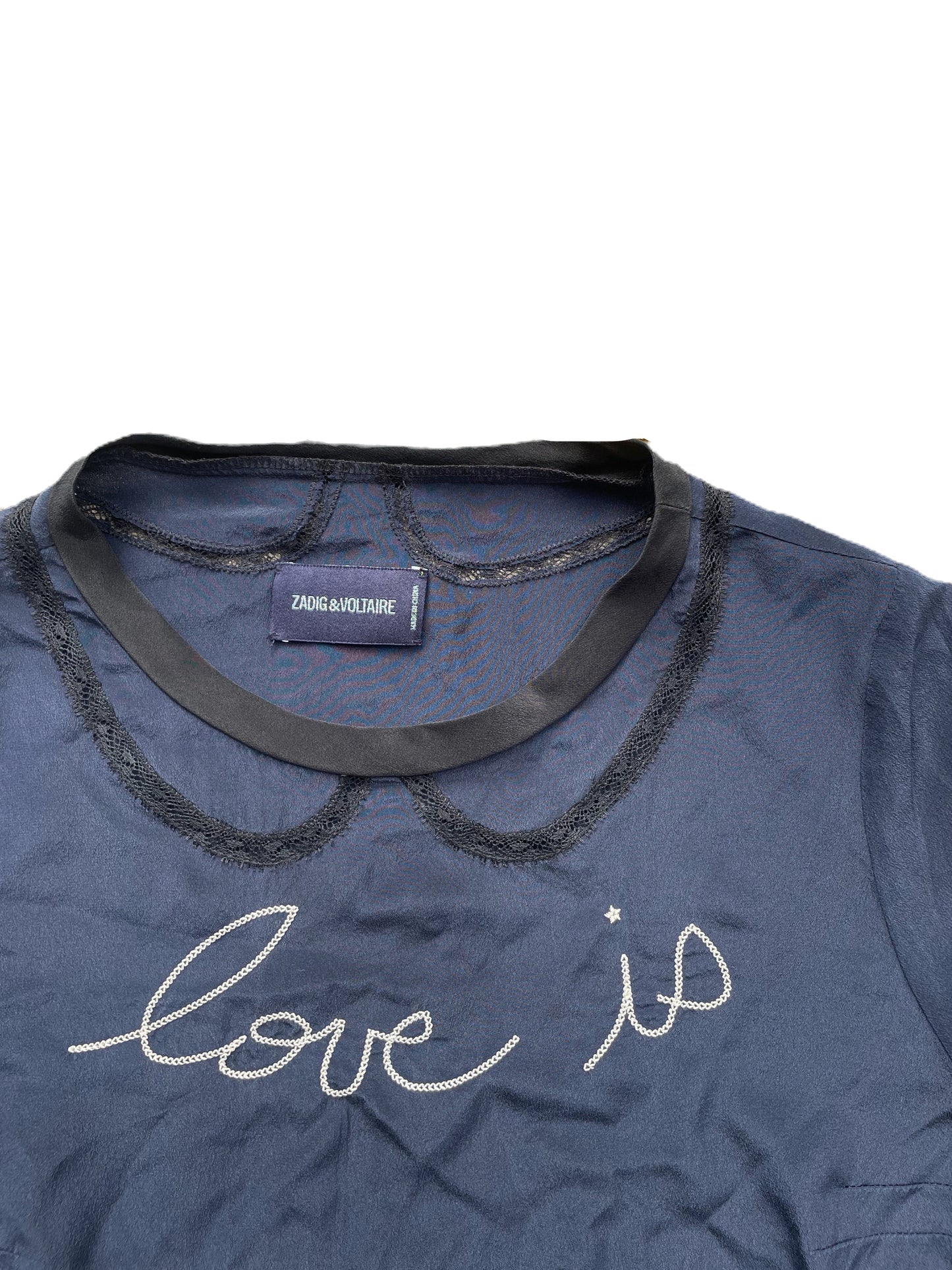Zadig & Voltaire Silk Navy 'Love is' Dress M image 2