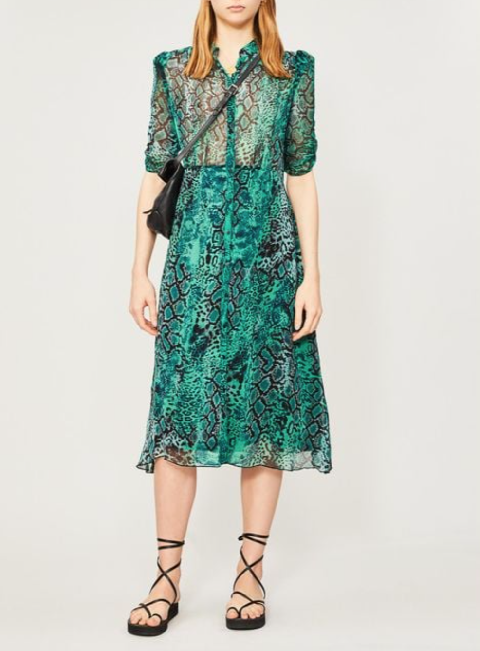 Ba&Sh Green Snake Print Dress S image 1