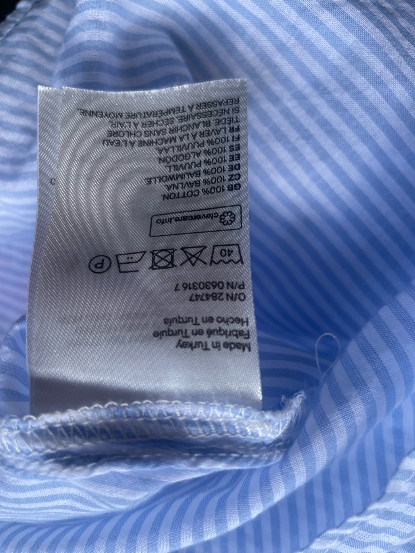 H&M Blue Striped Cotton Blouse XS image 2