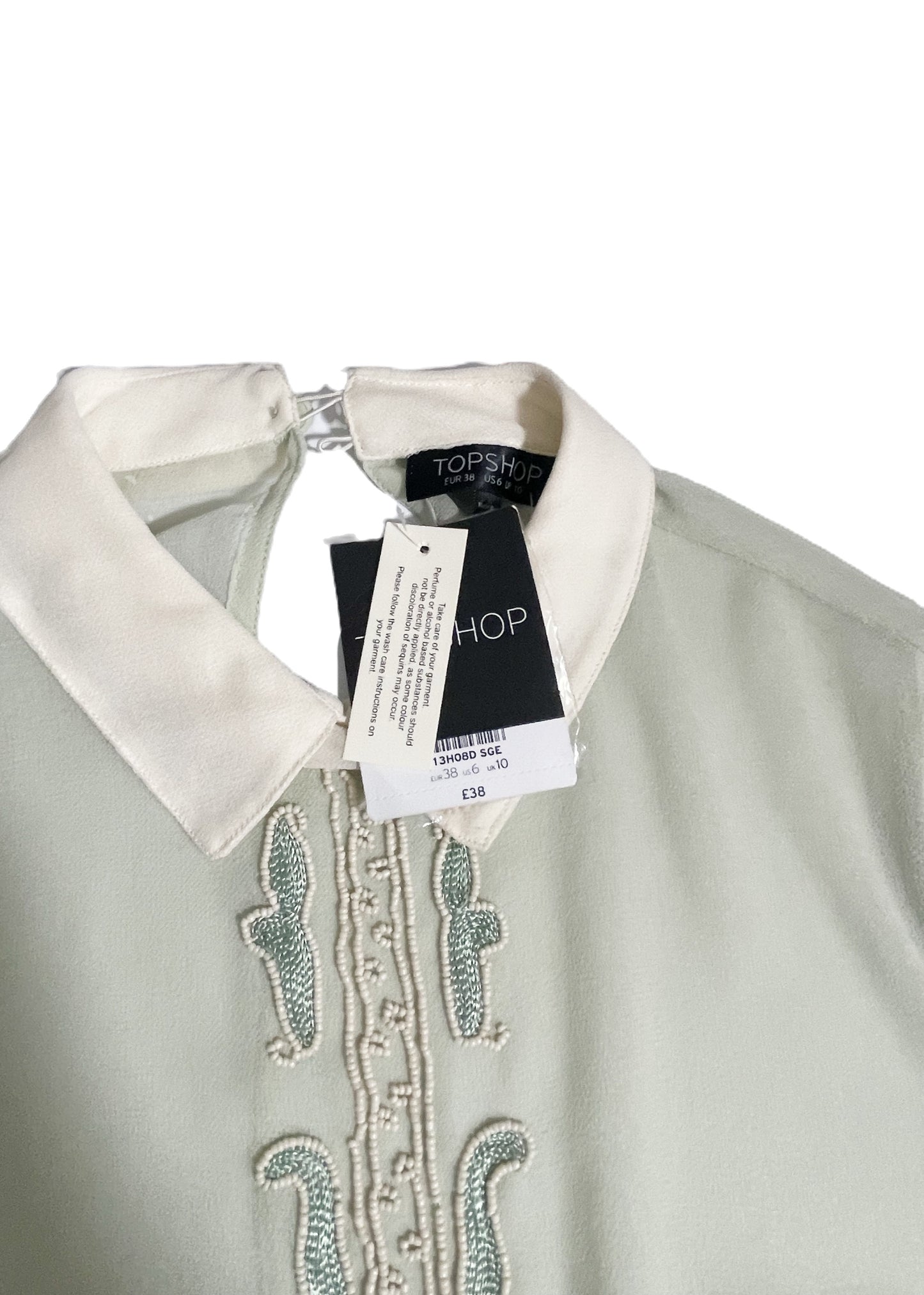 New With Tags Topshop Beaded Collar Blouse UK 10 image 2