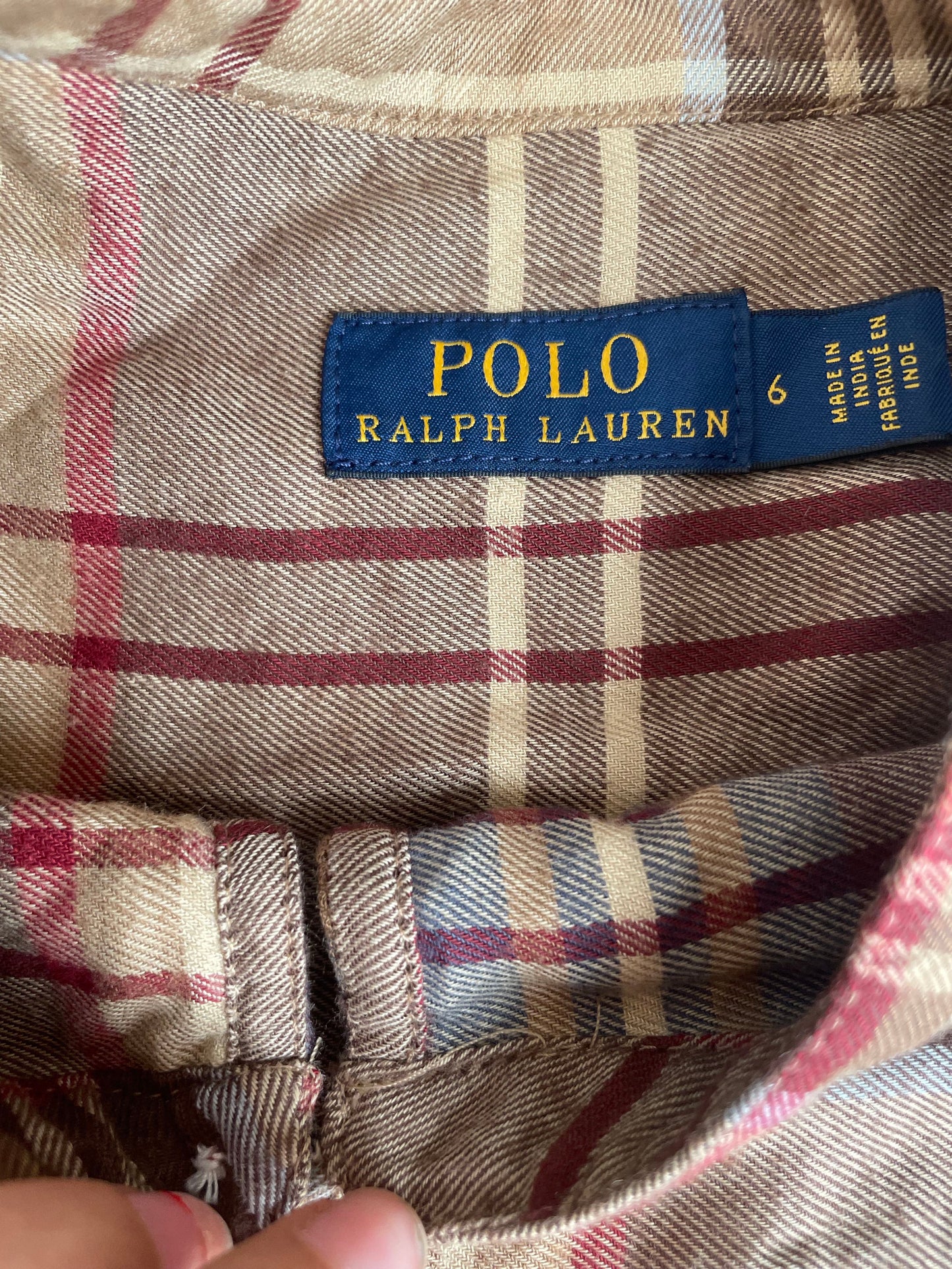 Polo Ralph Lauren Check Brown Blouse UK 10 image 2