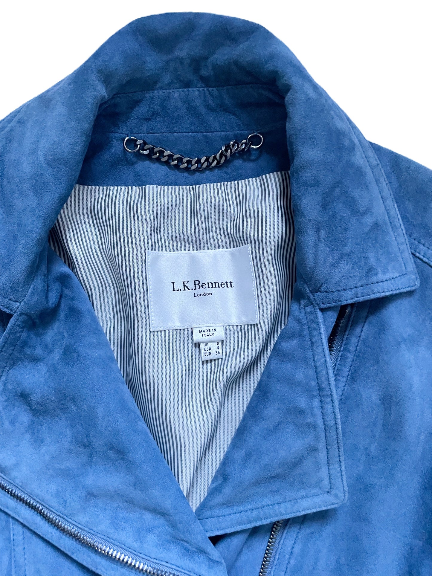 LK Bennett Blue Suede Biker Jacket UK 8 image 2