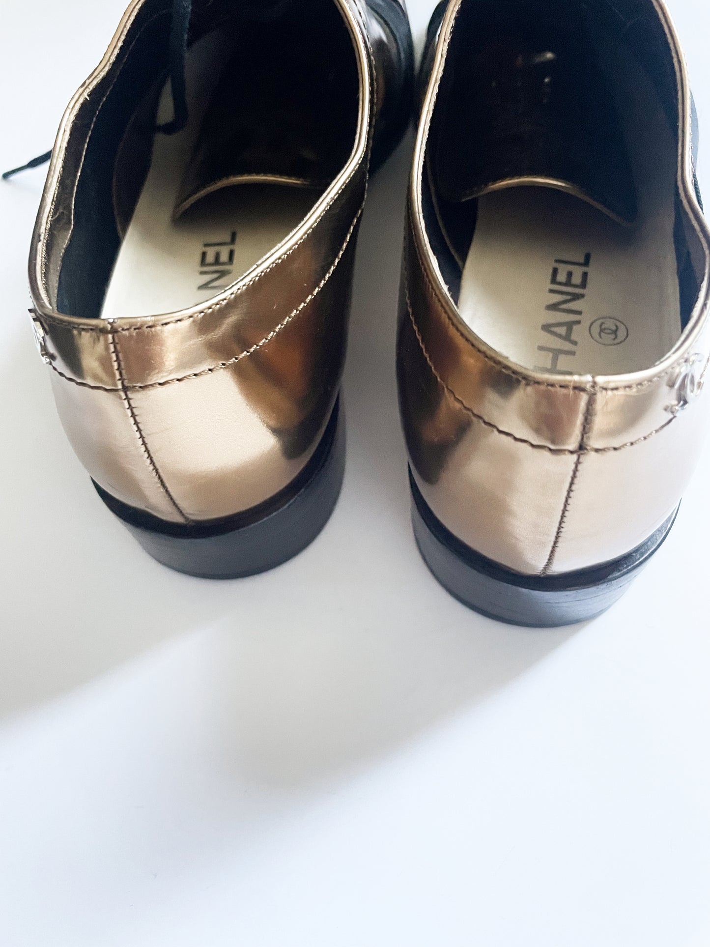 Chanel Gold and Black Oxford Shoes UK 5 image 3