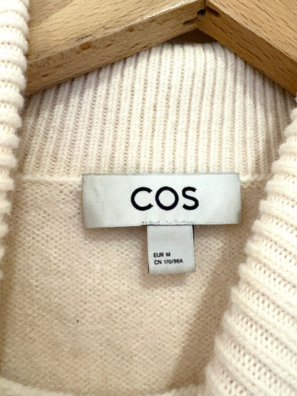 Cos Cream Asymmetric Merino Poloneck Jumper M