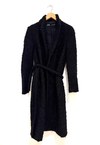 Zara Boucle Belted Coat S