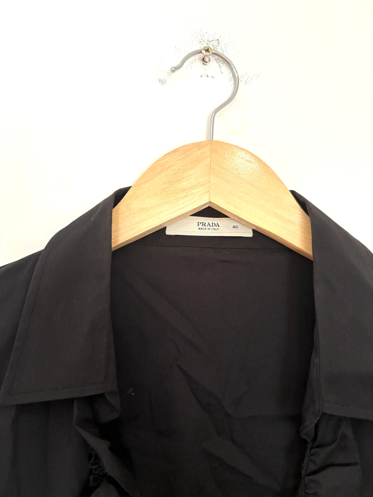 Prada Cotton Ruffle Blouse UK 14