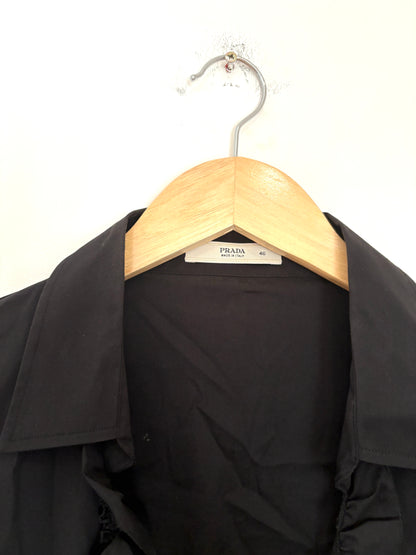 Prada Cotton Ruffle Blouse UK 14
