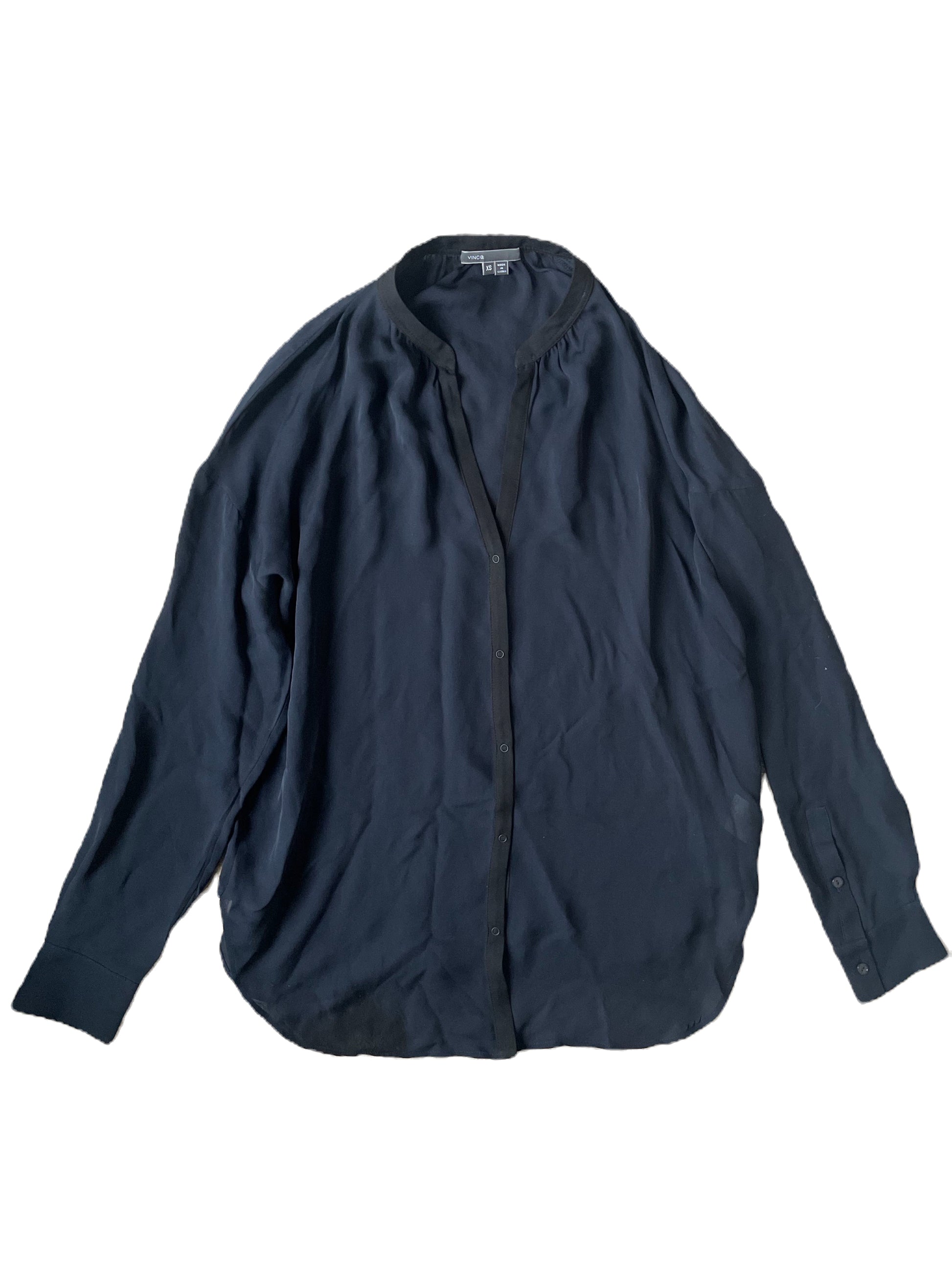 Vince Navy Silk Blouse XS image 0