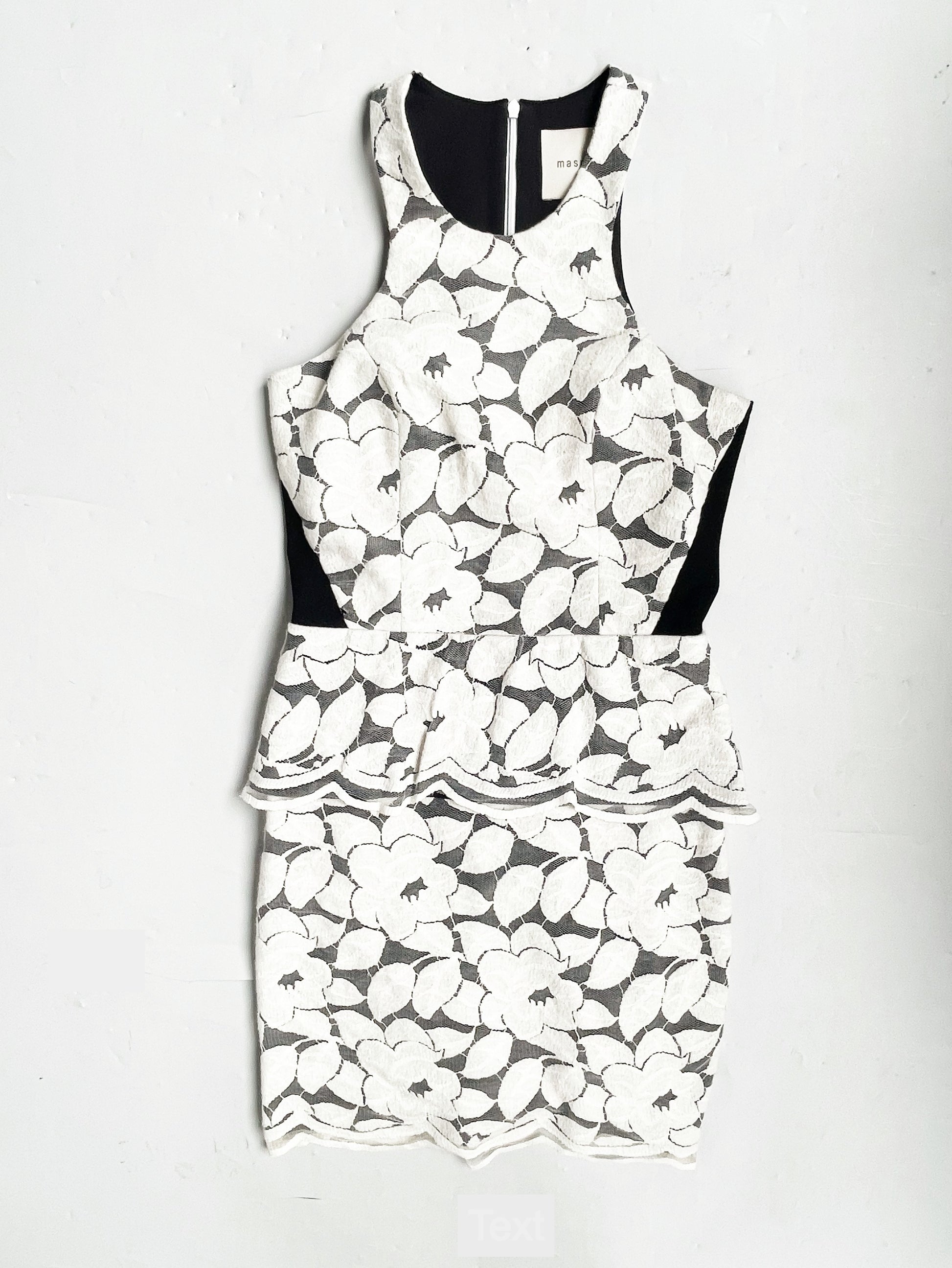 mason by michelle mason peplum dress Michelle Mason Zip Front Peplum Dress in Black/Ivory in Black & Ivory