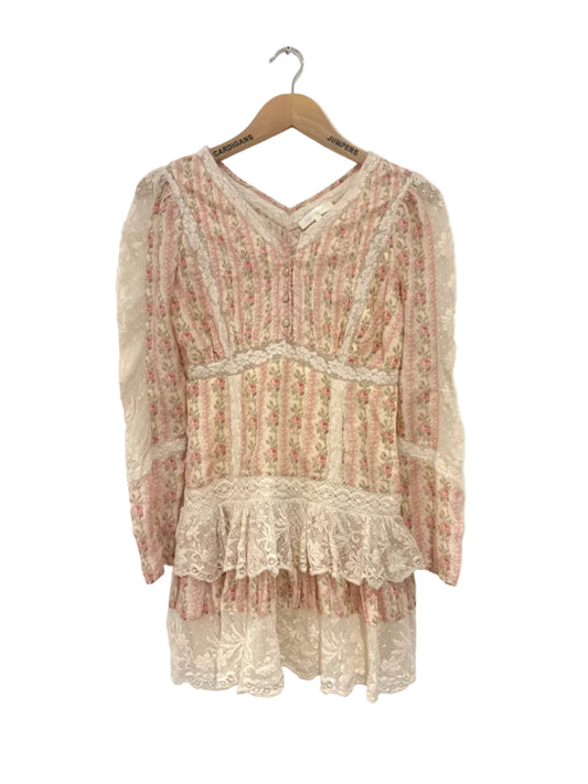 LoveShackFancy Silk Lace Print Dress