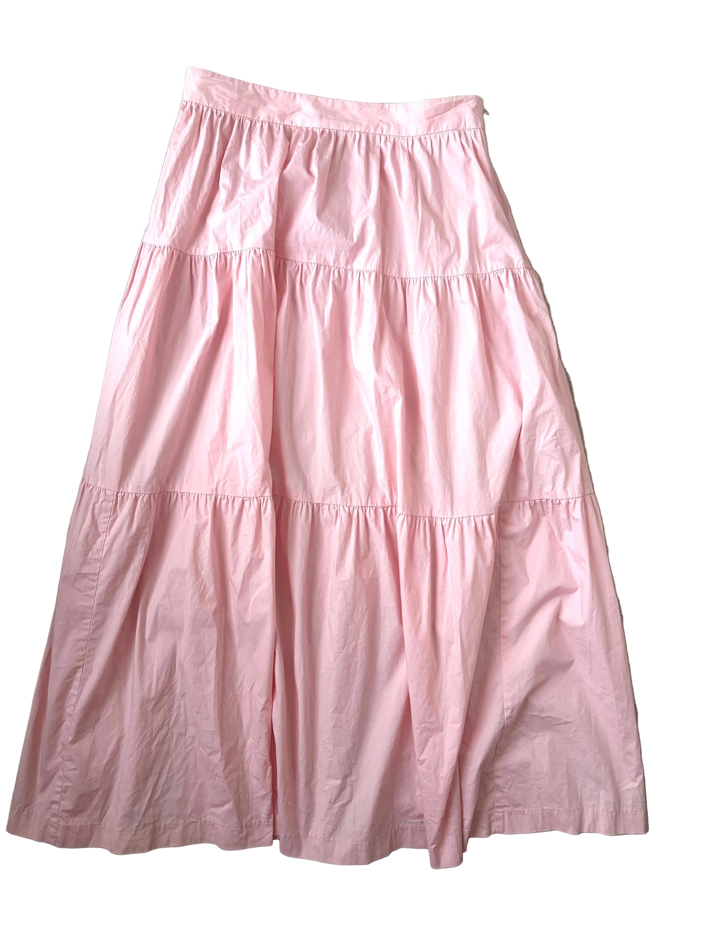 Staud Pink Cotton Tiered Skirt UK 12