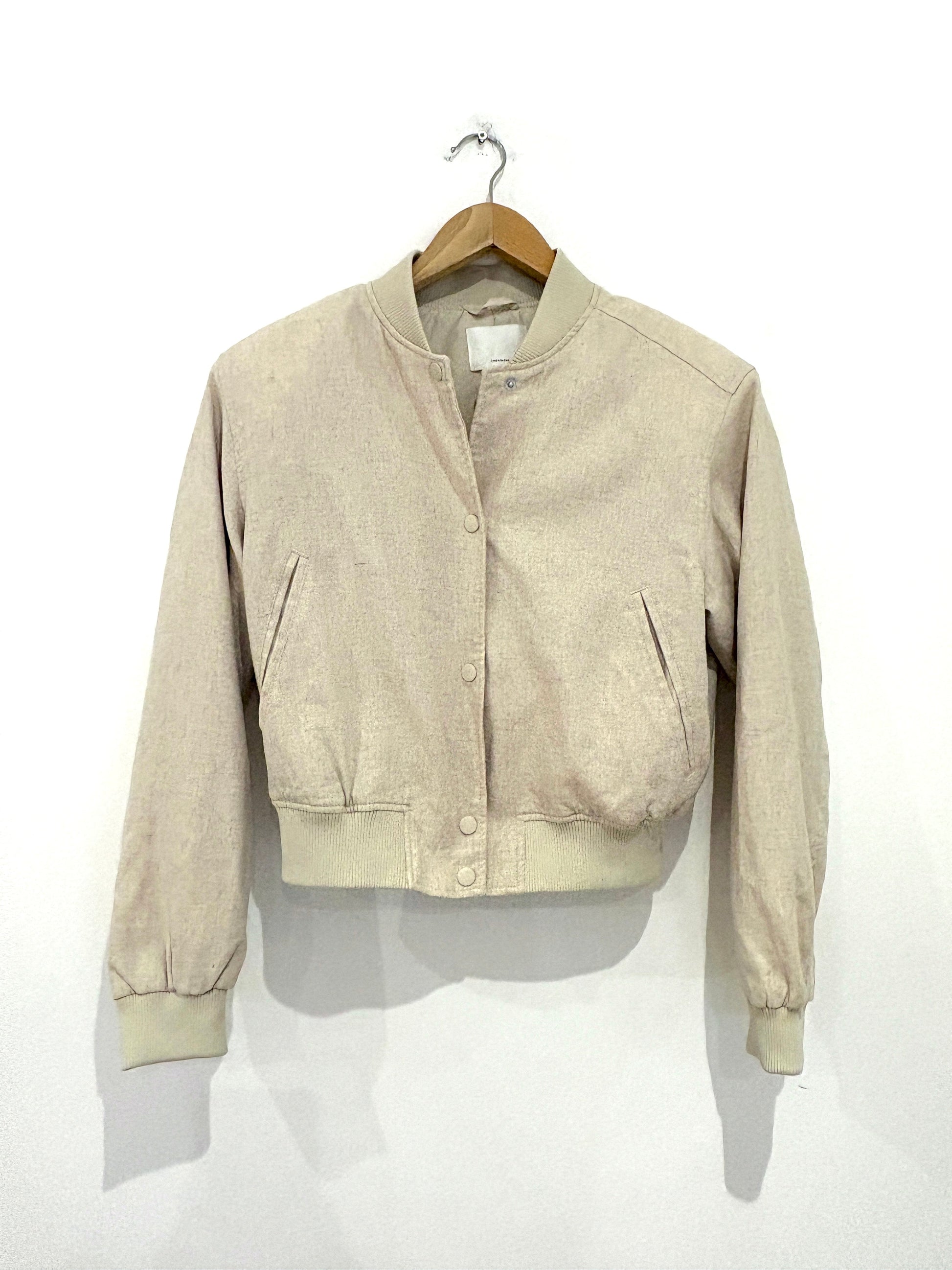 h&m linen beige bomber