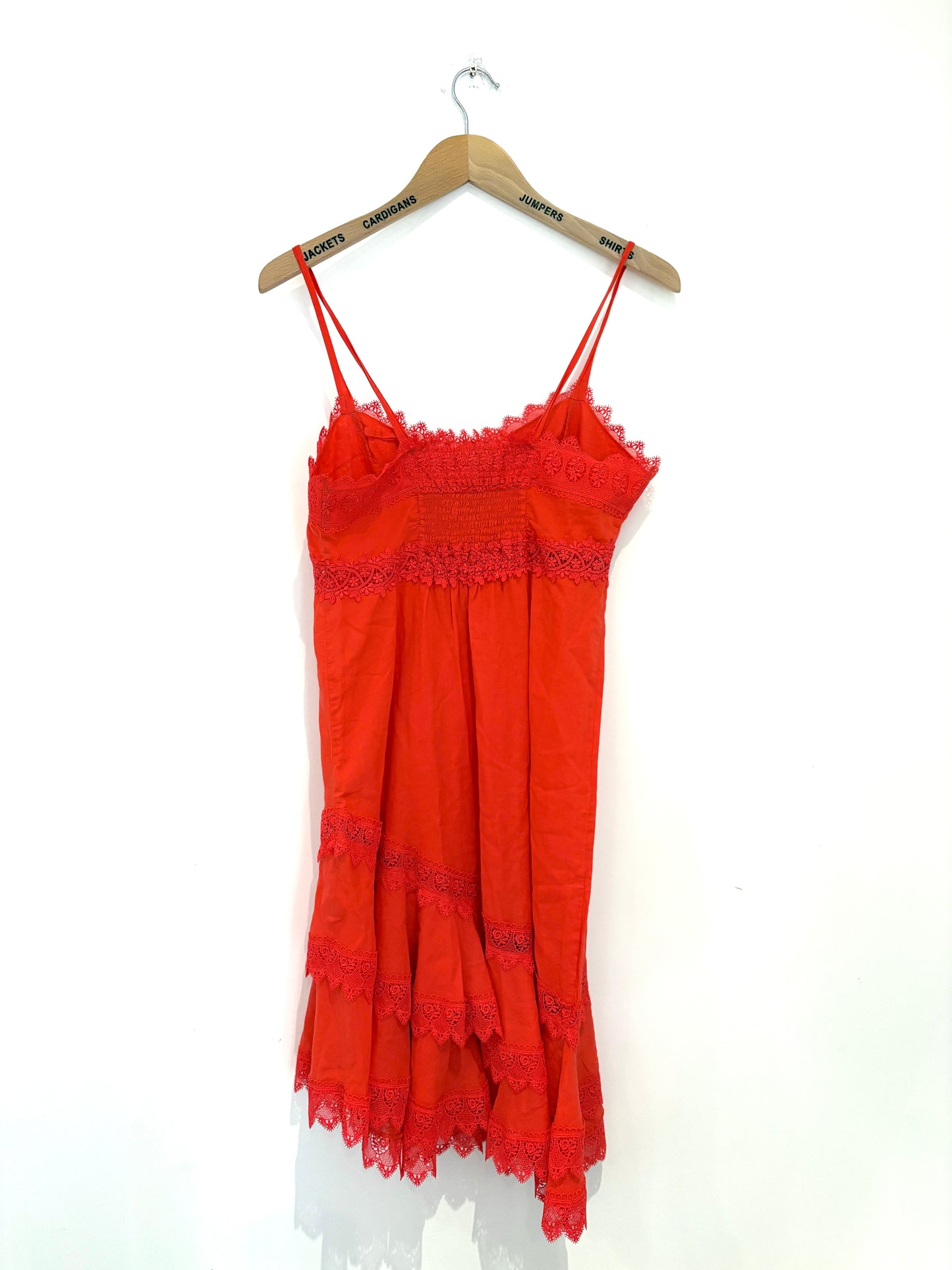 Charo Ruiz Red Cotton Lace Dress M