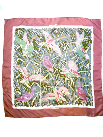 Hermès Silk Twill Foulard Cols Verts Vintage Scarf
