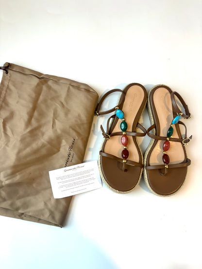 Gianvito Rossi Shanti Leather Beaded Espadrilles