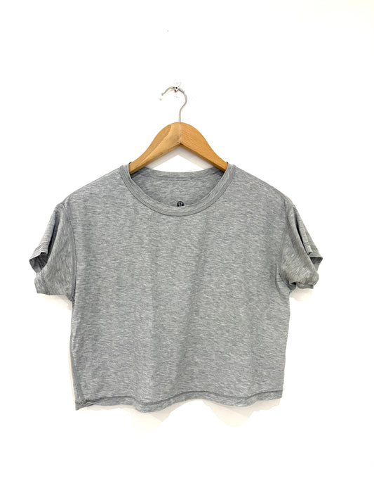 Lululemon Grey Cropped Sports Tee S