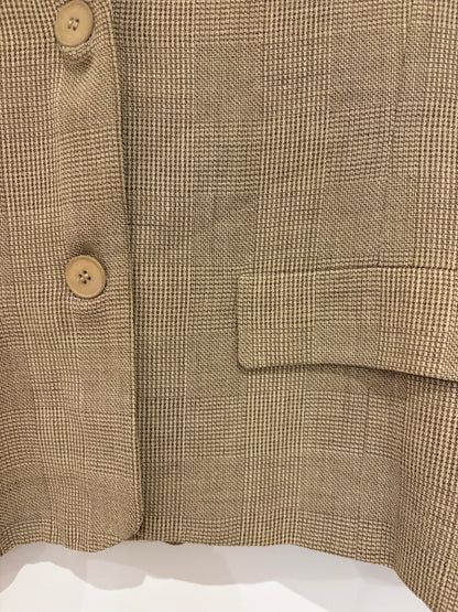Max Mara Vintage Beige Houndstooth Blazer UK 12