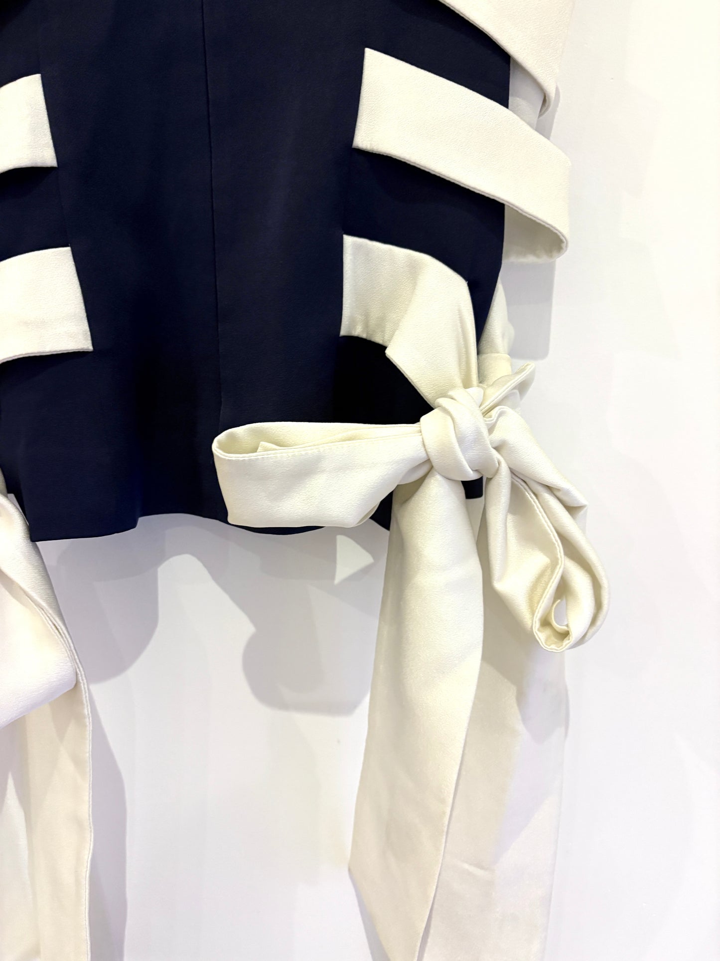 Galvan Navy Lace Up Crepe Top UK 8