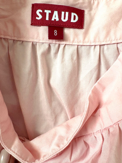 Staud Pink Cotton Tiered Skirt UK 12