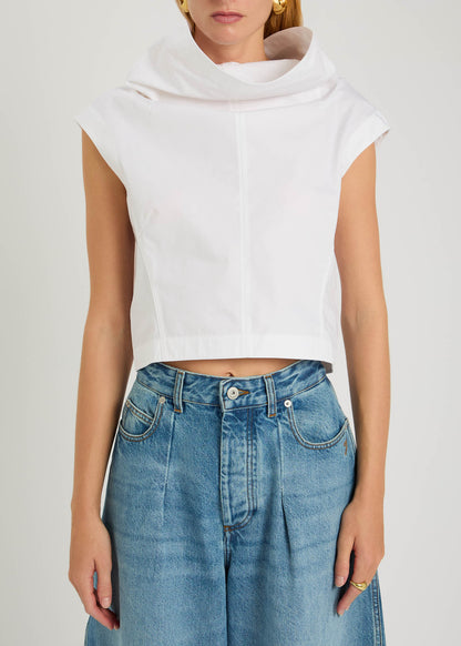 New With Tags Jacquemus White High Neck Cotton Top UK 8