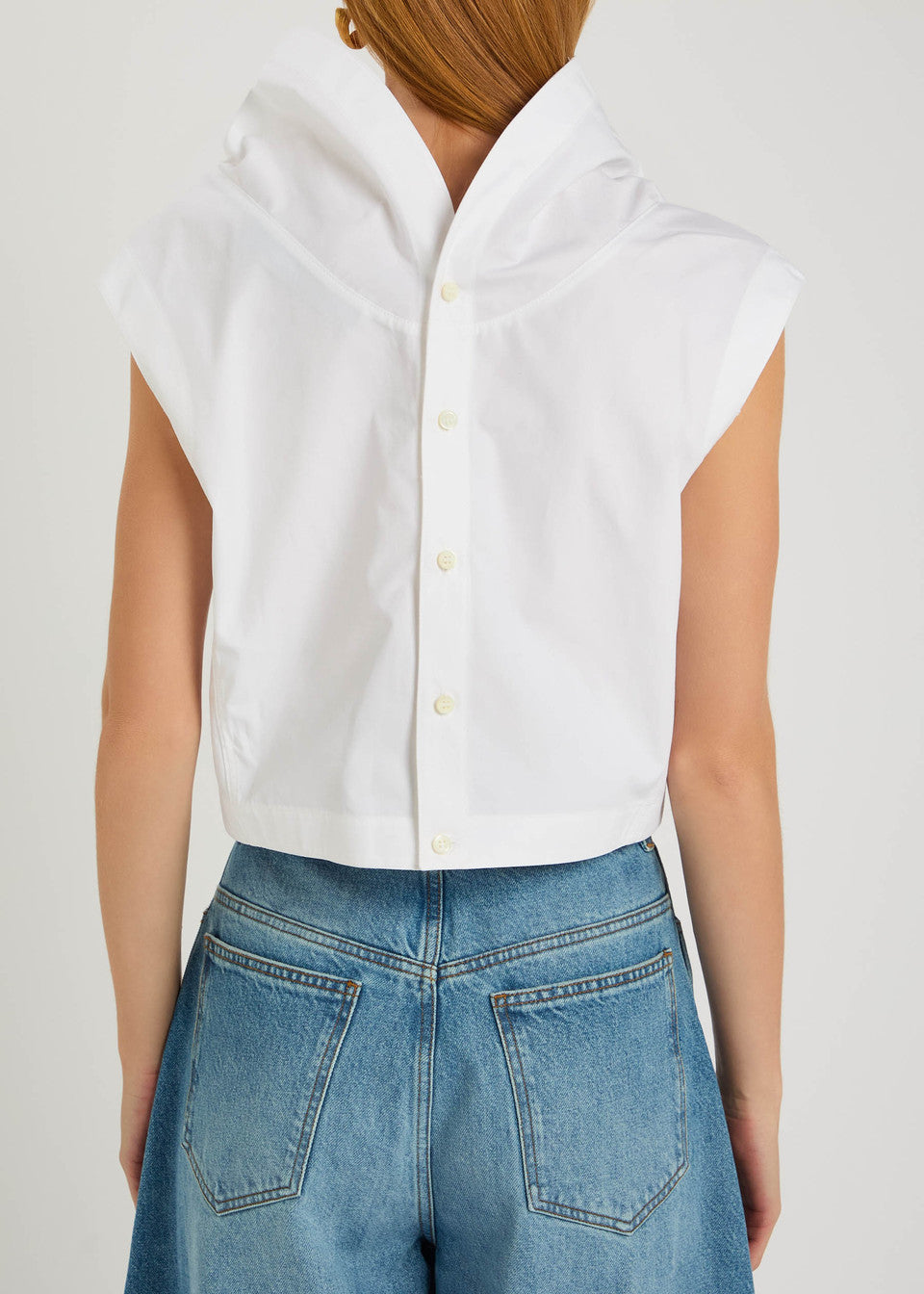 New With Tags Jacquemus White High Neck Cotton Top UK 8