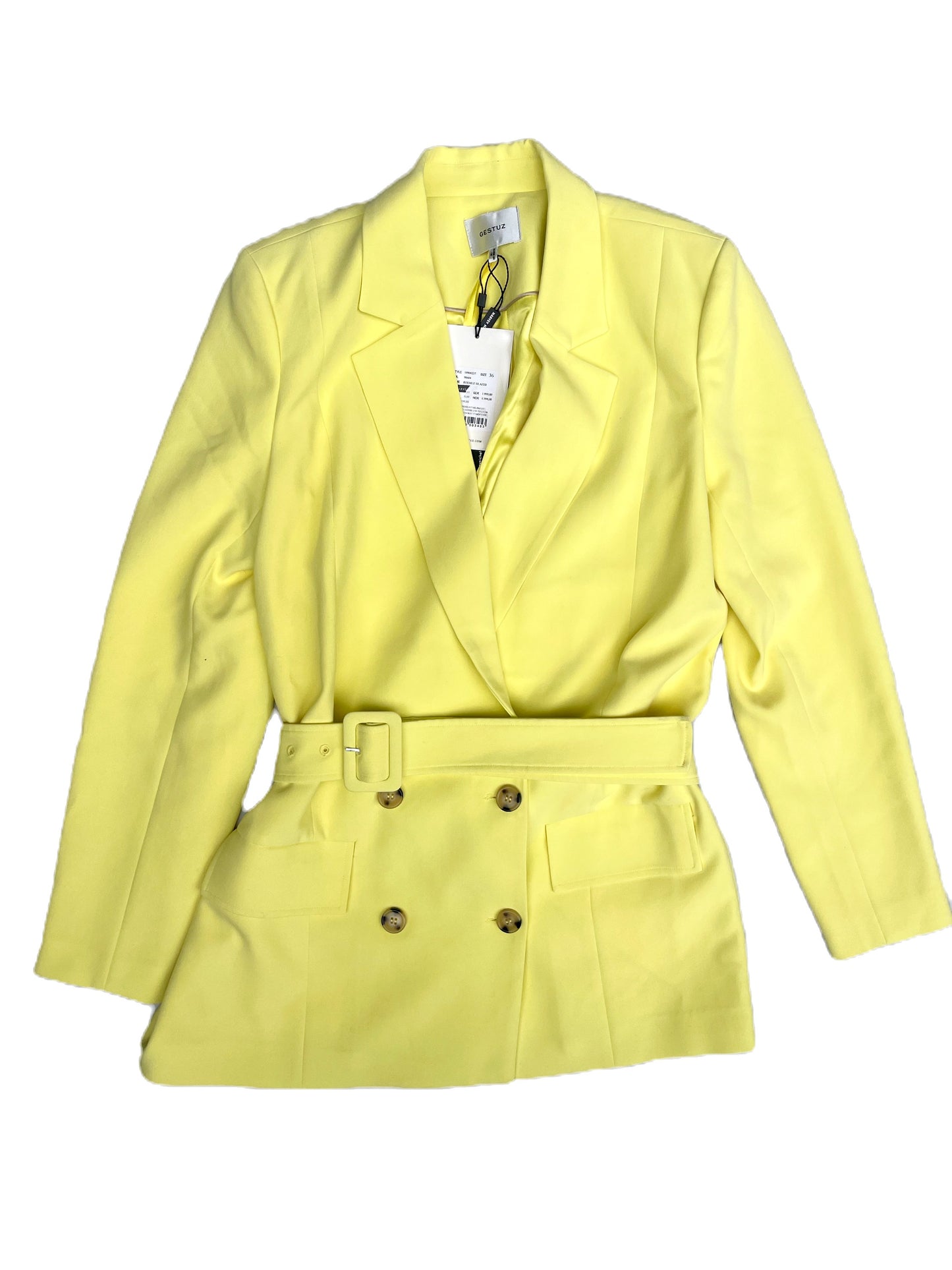 New With Tags Gestuz Yellow Belted Blazer UK 8 image 0