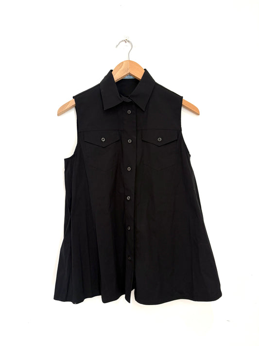 Prada Cotton Black Sleeveless Blouse UK 8