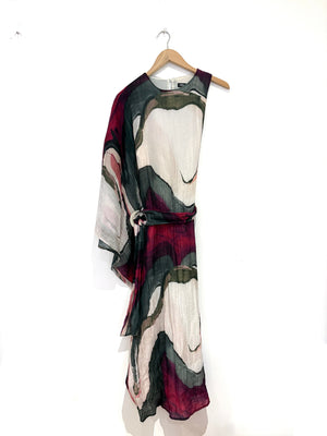 Zara Asymmetic Sleeve Print Dress XS