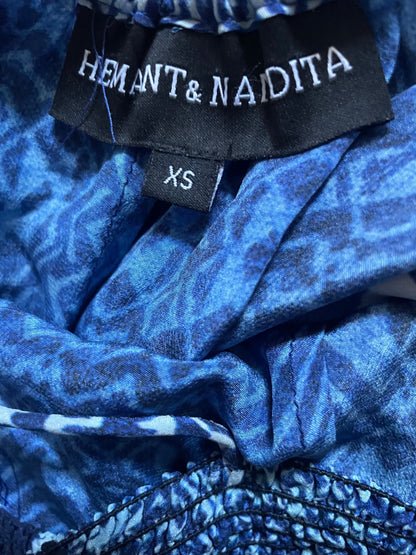 Hemant & Nandita Blue Print Dress XS image 2