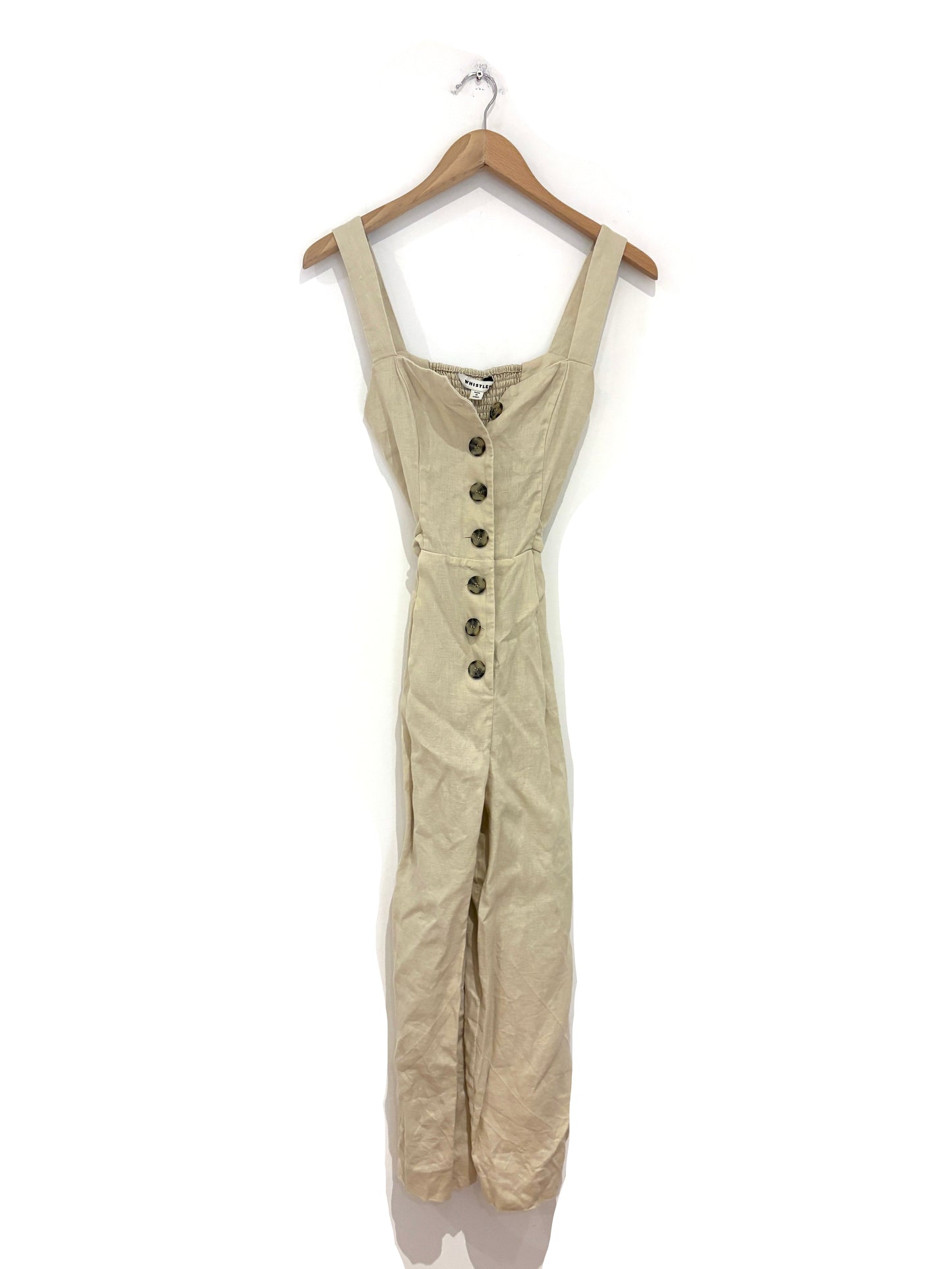 Whistles Beige Linen Jumpsuit