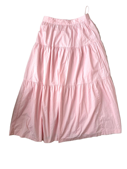 Staud Pink Cotton Tiered Skirt