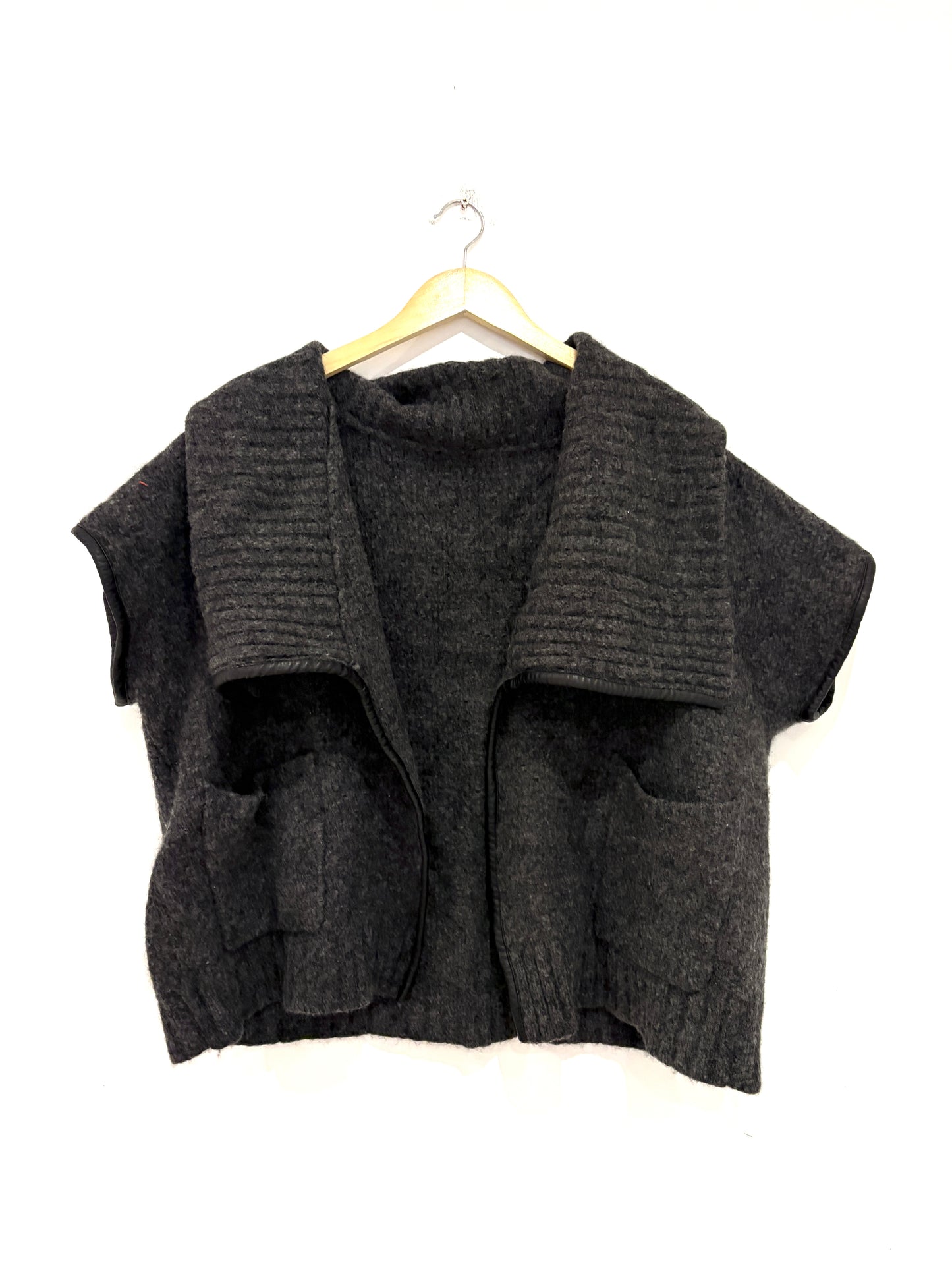 Wool and leather cardigan