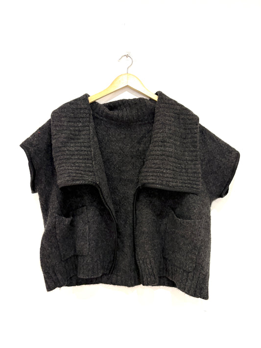 Wool and leather cardigan