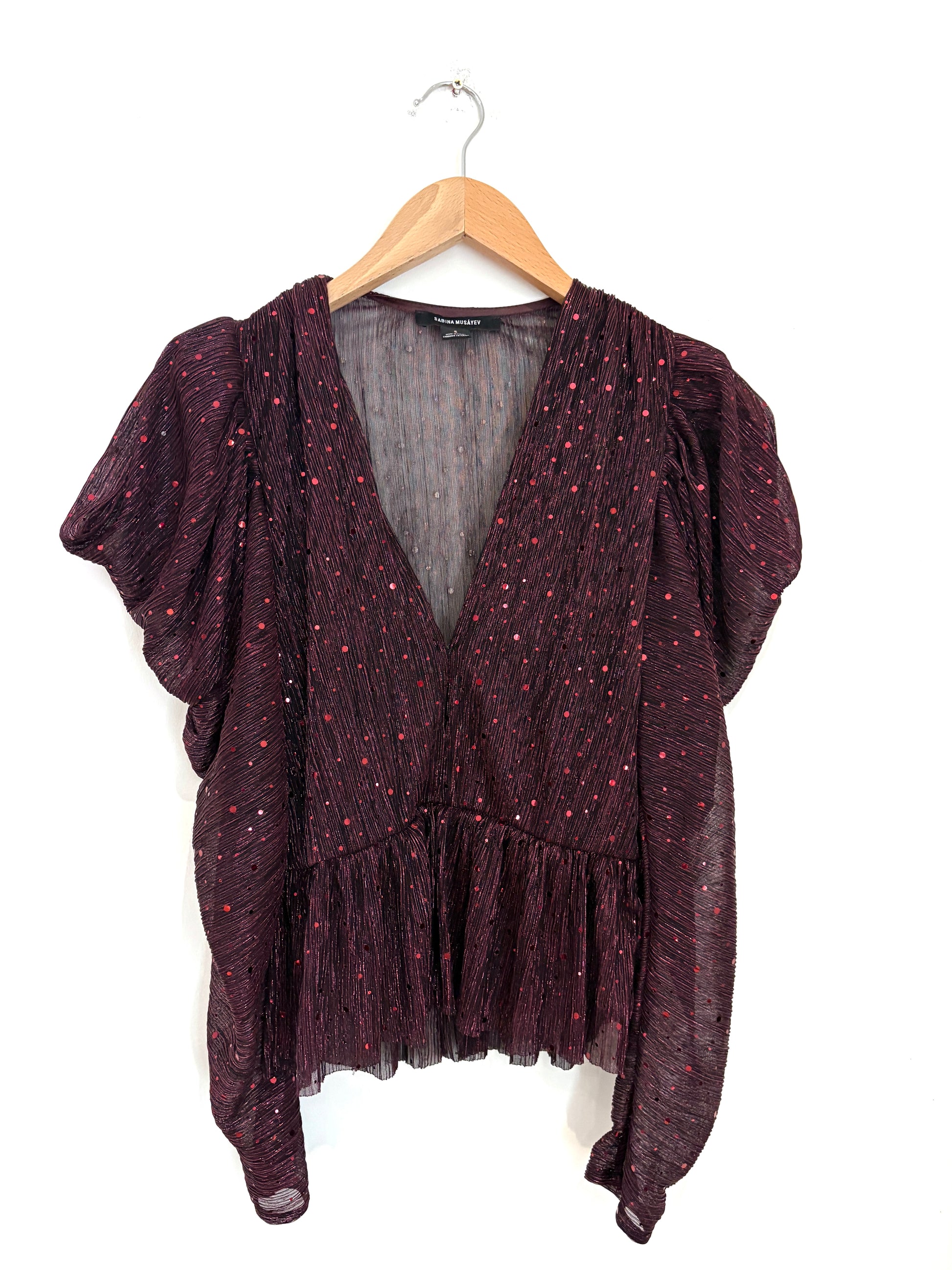 Sabina Musayev Sequin Lurex Peplum Top