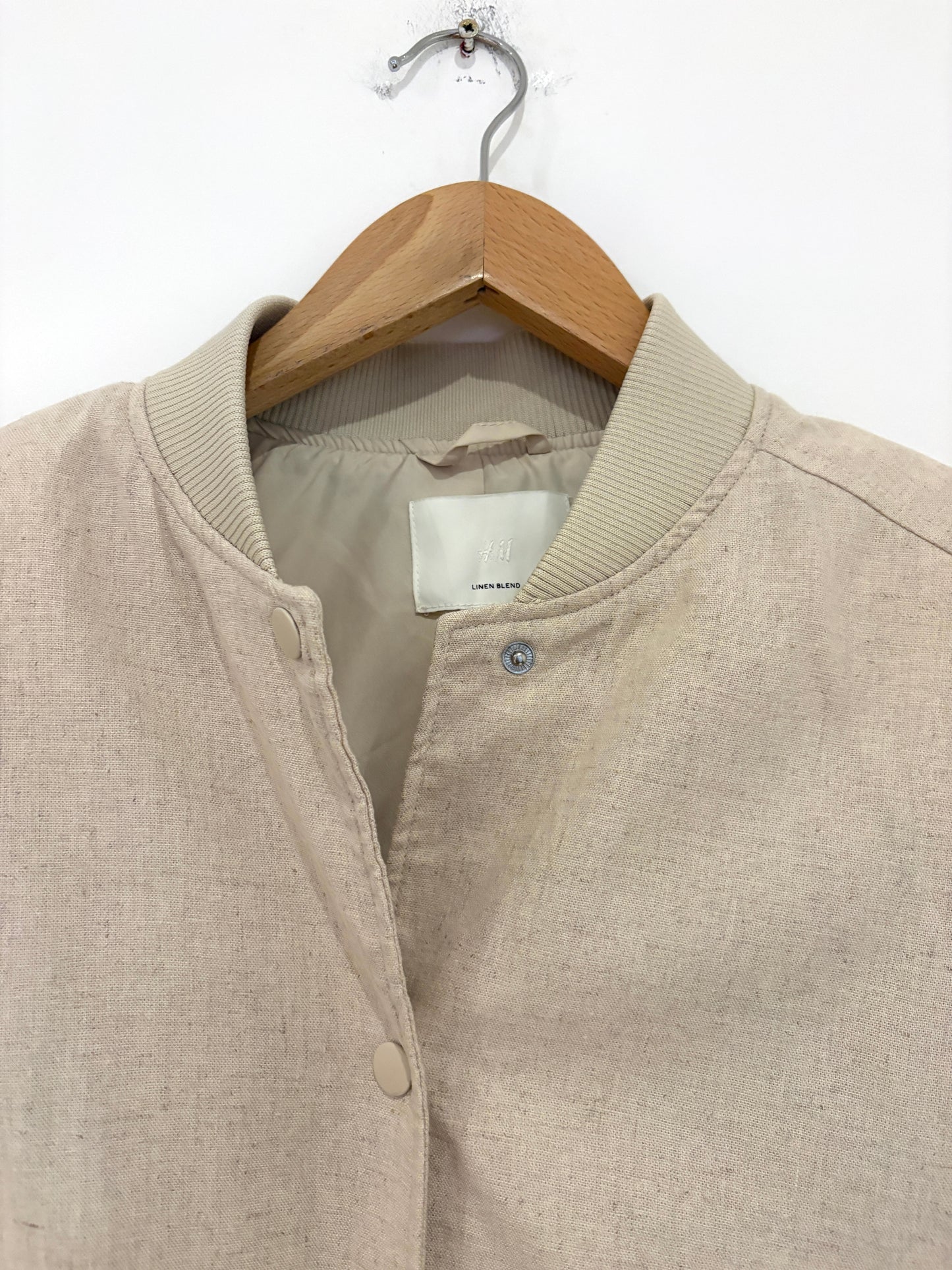 H&M Linen Beige Bomber Jacket S