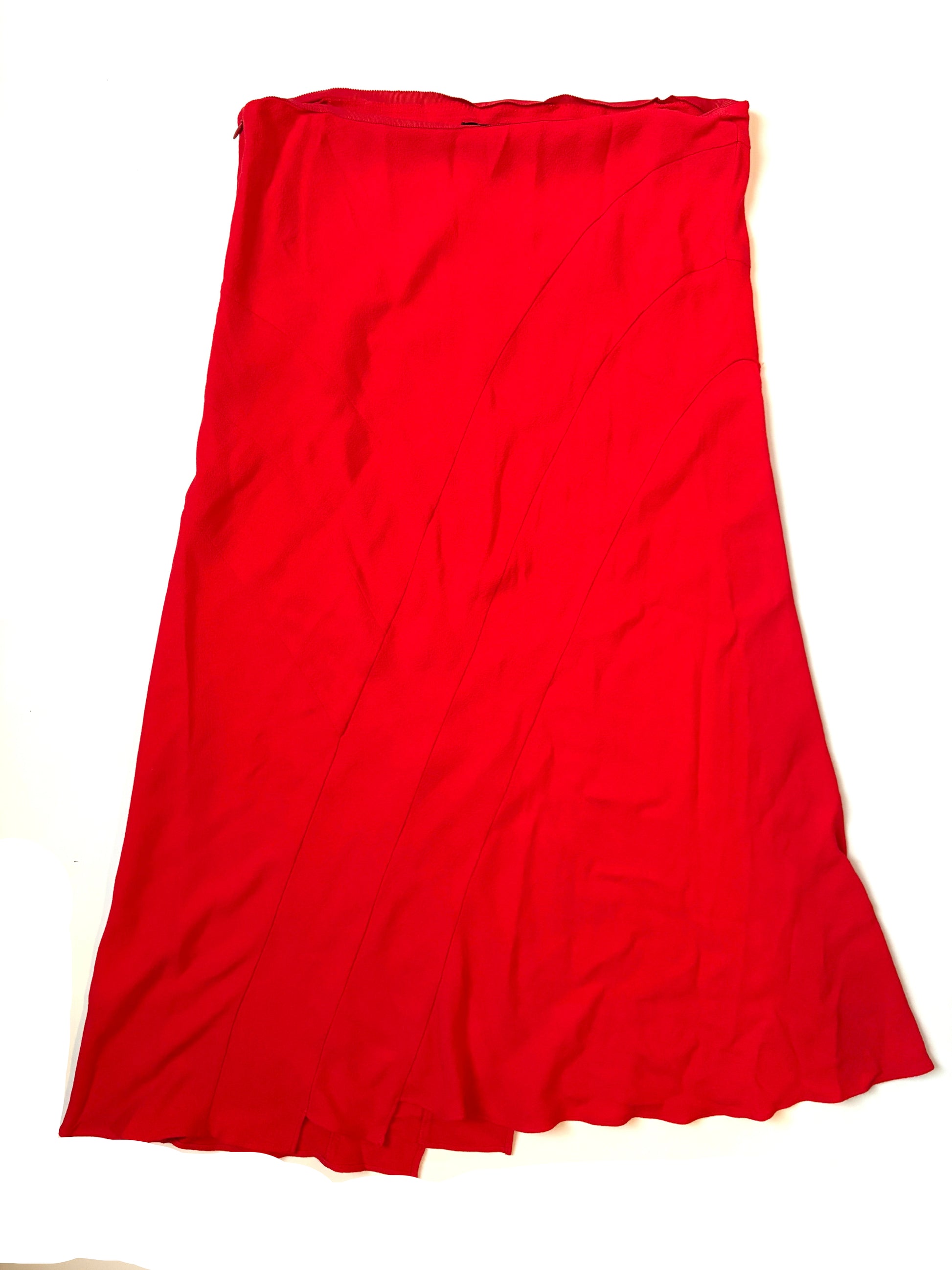 joseph red crepe asymmetric skirt