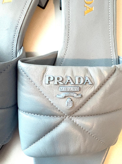 Prada Blue Quilted Leather Slides UK 6
