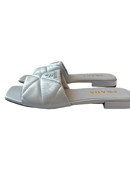 Prada Blue Quilted Leather Slides UK 6