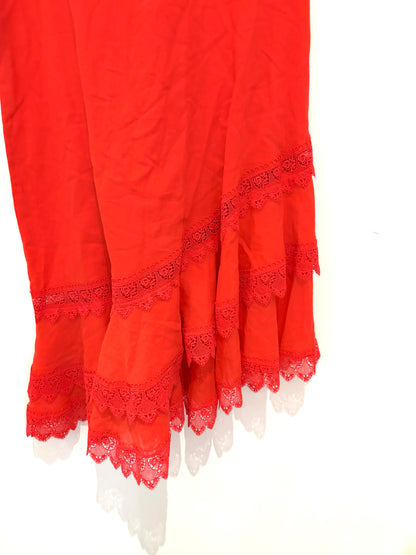 Charo Ruiz Red Cotton Lace Dress M