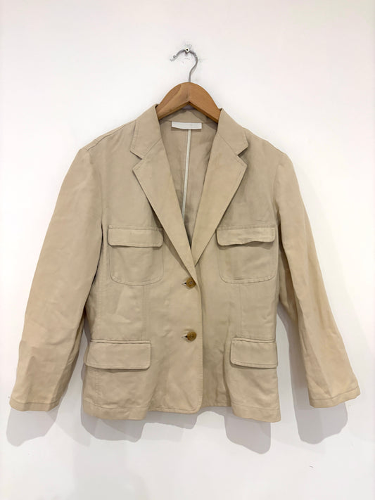 Nicole Farhi Linen & Cotton Beige Blazer Jacket 