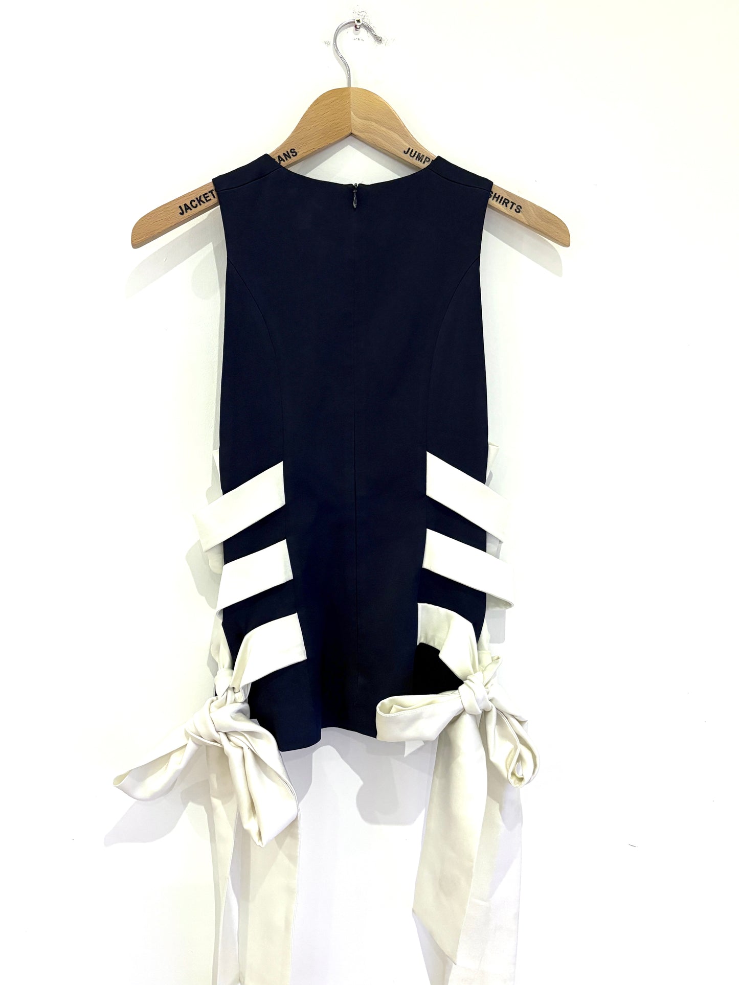 Galvan Navy Lace Up Crepe Top UK 8