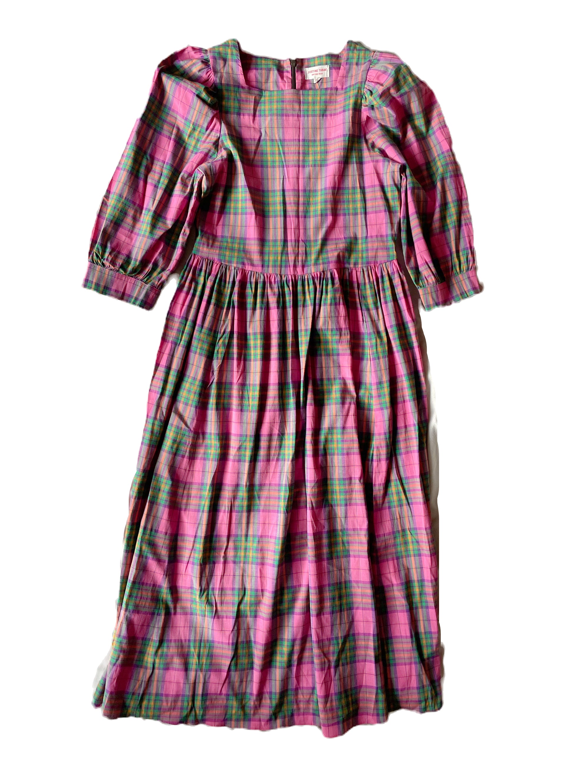 Justine Tabak Sustainable Pink Check Dress XS image 0