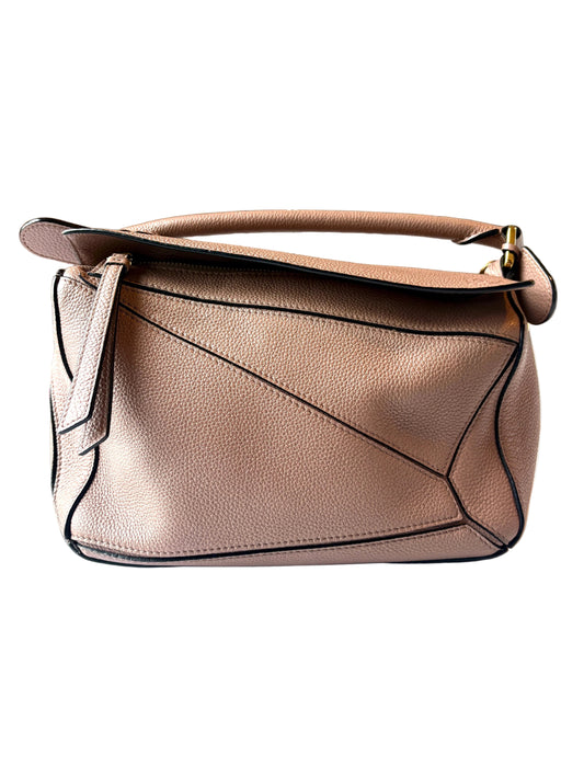 Loewe Mauve Puzzle Edge Small Textured-Leather Shoulder Bag